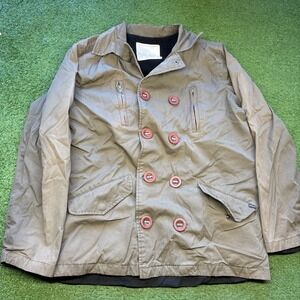 Stussy Jacket Medium Olive Green‎ Utility Military Surplus Button Up Coat